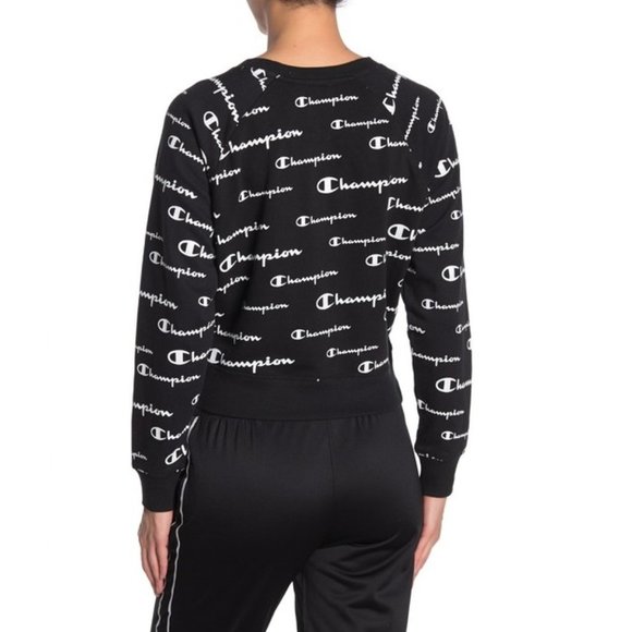 Champion Black French Terry Crew Neck Sweatshirt - Picture 2 of 8